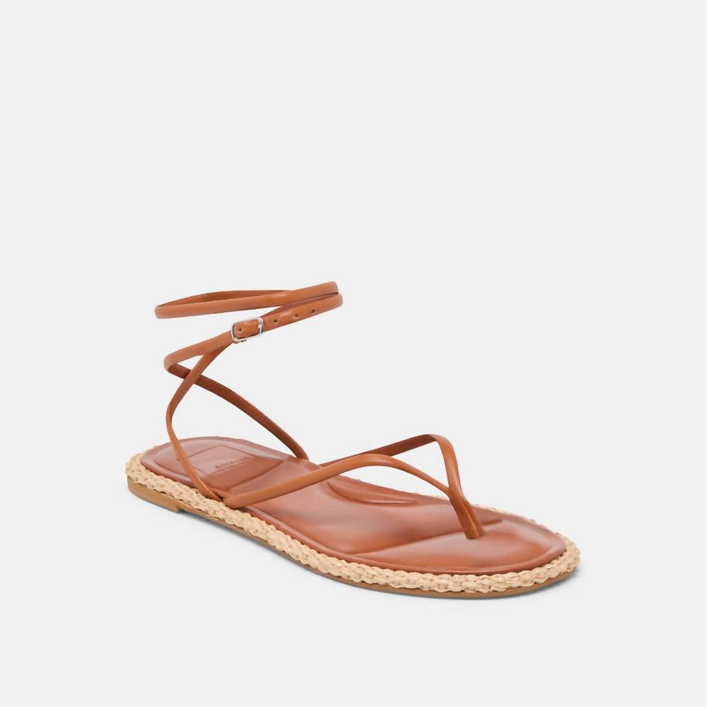 Dolce Vita Tan Strappy Ankle Wrap Sandals